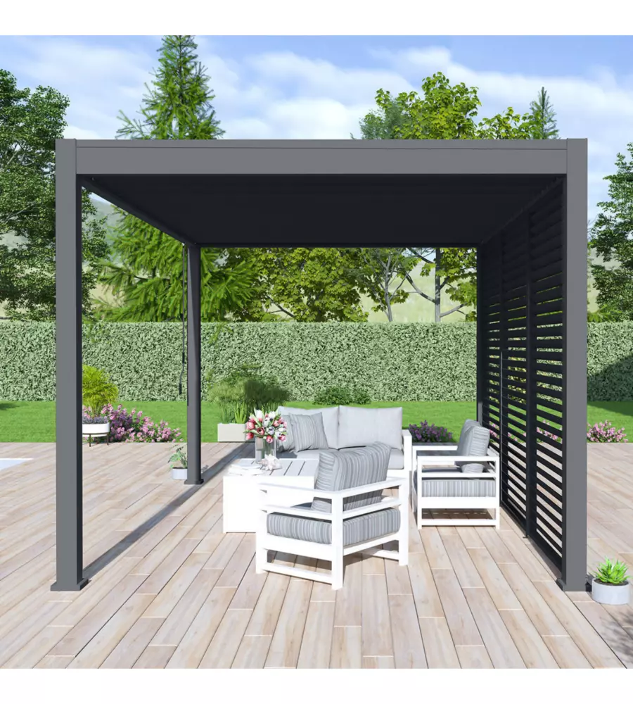 PERGOLA BIOCLIMATICA OMBRÉA "VS" IN ALLUMINIO ANTRACITE 397x303x257 CM