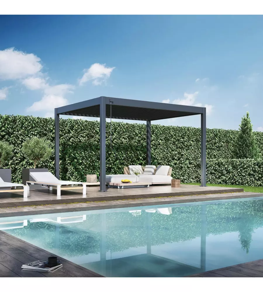 PERGOLA BIOCLIMATICA OMBRÉA "VS" IN ALLUMINIO ANTRACITE 397x303x257 CM