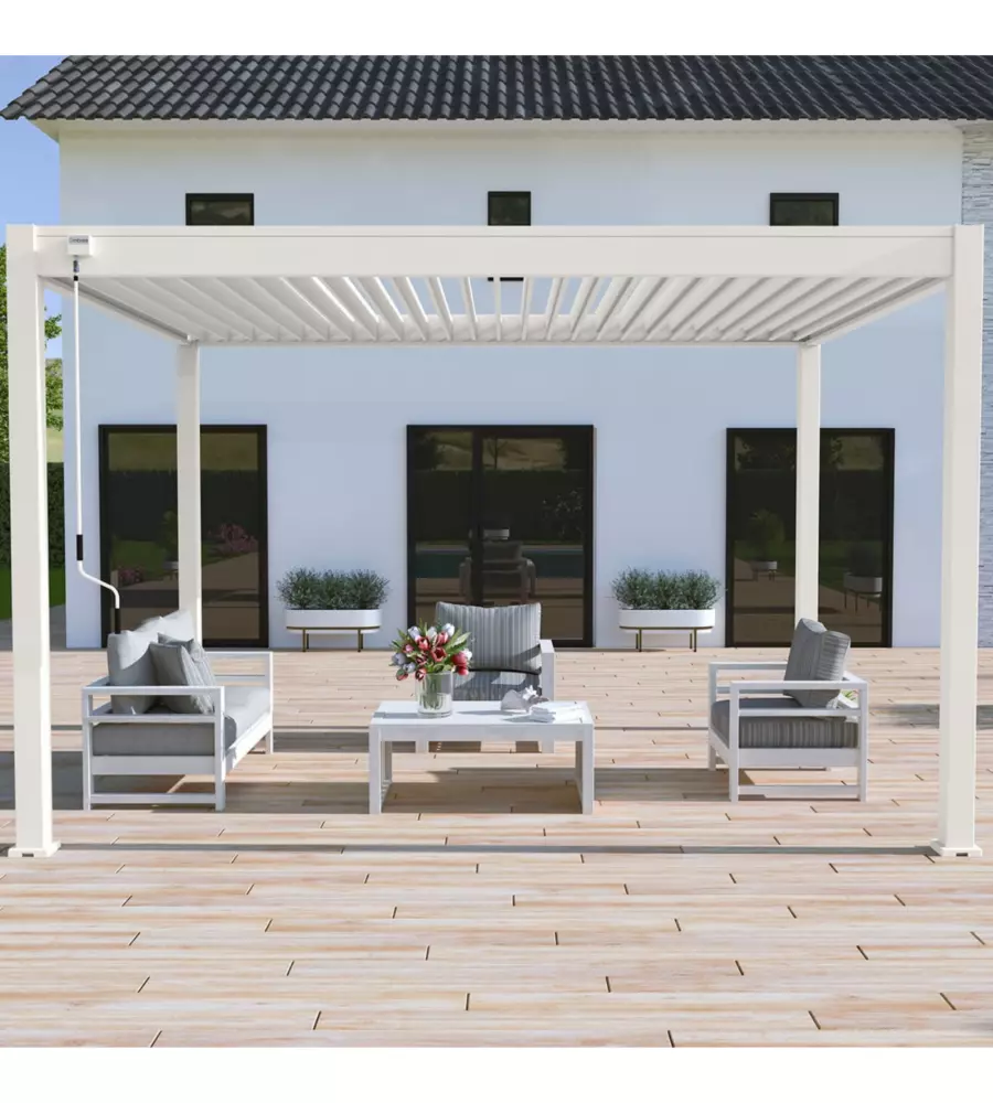 PERGOLA BIOCLIMATICA OMBRÉA "VS"  IN ALLUMINIO BIANCO 397x303x257 CM