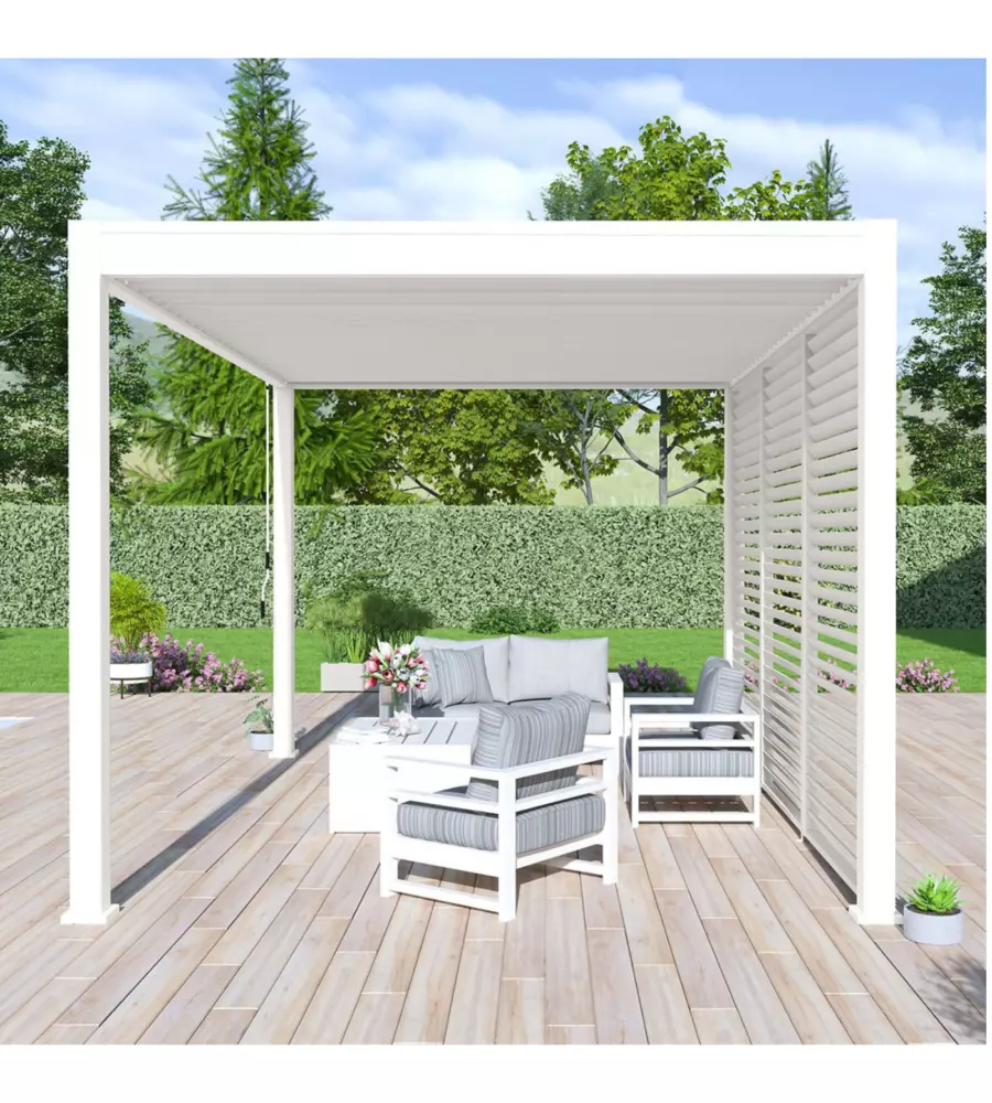 PERGOLA BIOCLIMATICA OMBRÉA "VS"  IN ALLUMINIO BIANCO 397x303x257 CM