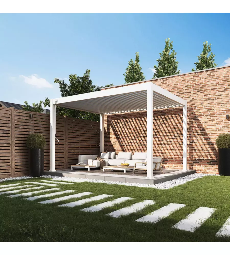 PERGOLA BIOCLIMATICA OMBRÉA "VS"  IN ALLUMINIO BIANCO 397x303x257 CM
