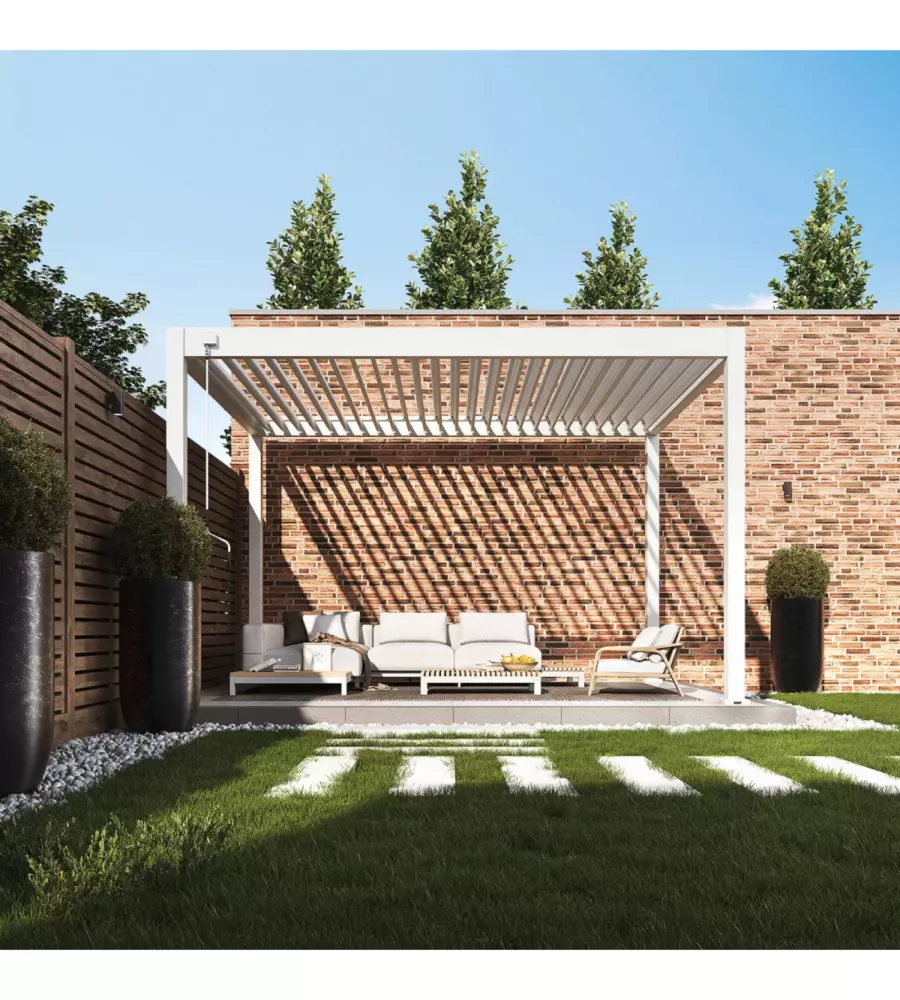 PERGOLA BIOCLIMATICA OMBRÉA "VS"  IN ALLUMINIO BIANCO 397x303x257 CM