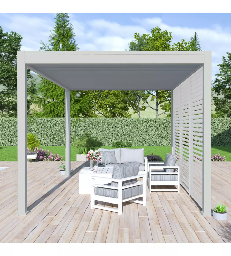 PERGOLA BIOCLIMATICA OMBRÉA "VS"  IN ALLUMINIO GRIGIO PERLA 397x303x257 CM