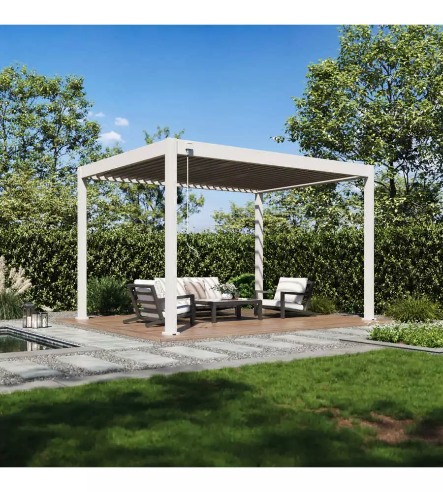 PERGOLA BIOCLIMATICA OMBRÉA "VS"  IN ALLUMINIO BEIGE SABBIA 397x303x257 CM