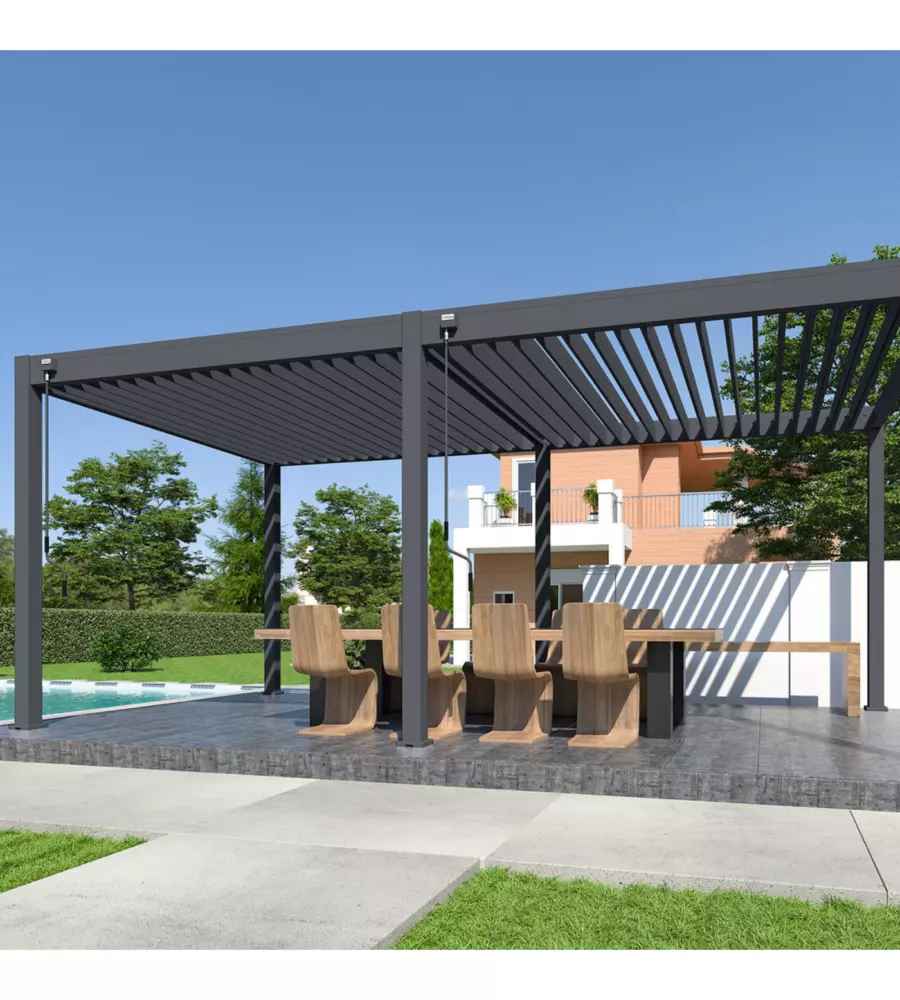 PERGOLA BIOCLIMATICA OMBRÉA "VS"  IN ALLUMINIO ANTRACITE 599X308X257 CM