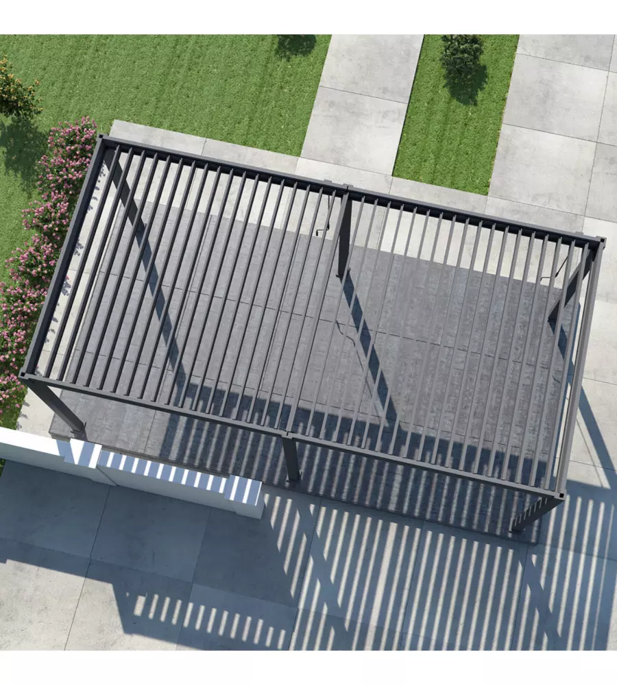 PERGOLA BIOCLIMATICA OMBRÉA "VS"  IN ALLUMINIO ANTRACITE 599X308X257 CM