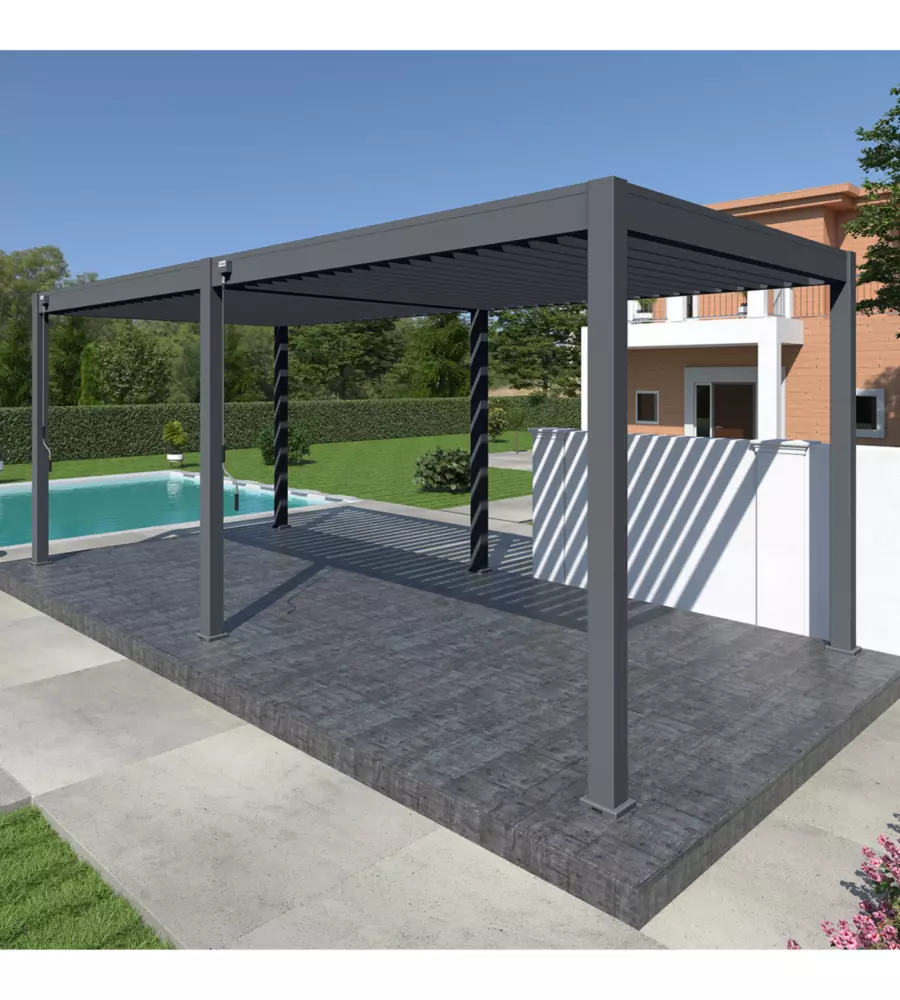 PERGOLA BIOCLIMATICA OMBRÉA "VS"  IN ALLUMINIO ANTRACITE 599X308X257 CM