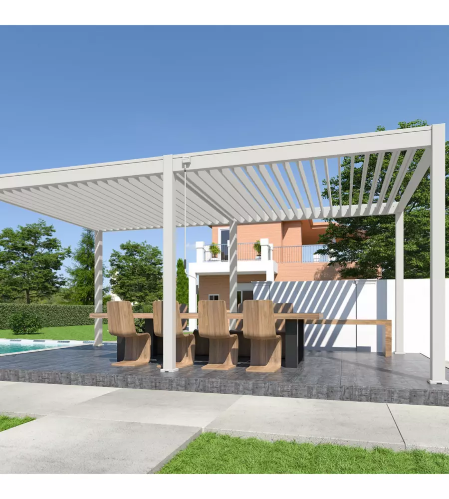 PERGOLA BIOCLIMATICA OMBRÉA "VS" IN ALLUMINIO BIANCO 599X308X257 CM