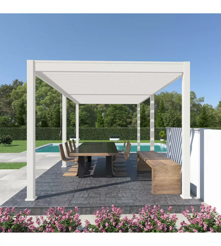 PERGOLA BIOCLIMATICA OMBRÉA "VS" IN ALLUMINIO BIANCO 599X308X257 CM