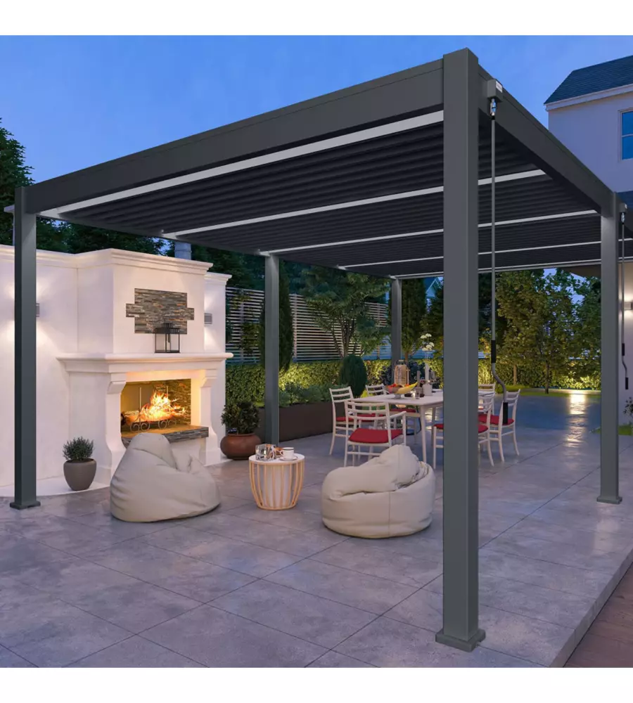 PERGOLA BIOCLIMATICA OMBRÉA "VS"  IN ALLUMINIO ANTRACITE 599X399X257 CM