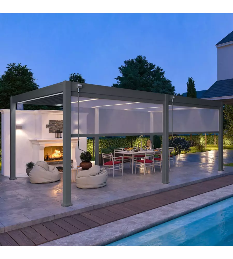 PERGOLA BIOCLIMATICA OMBRÉA "VS"  IN ALLUMINIO ANTRACITE 599X399X257 CM