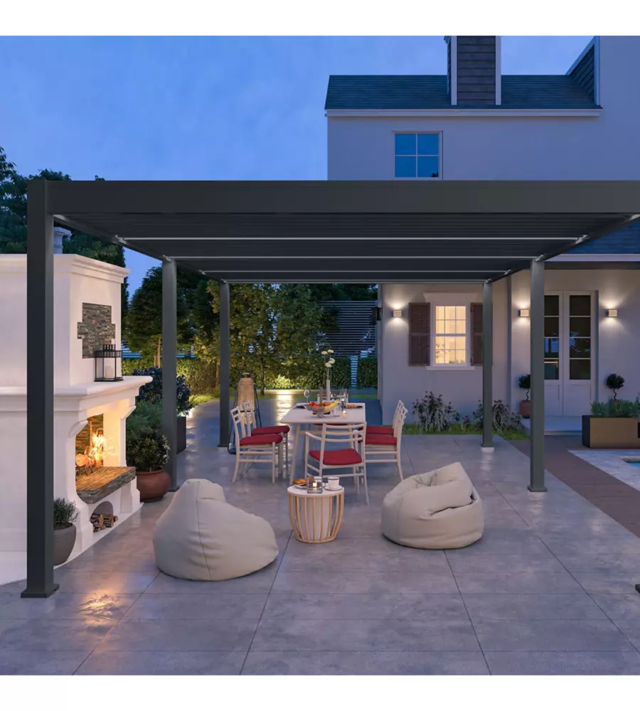 PERGOLA BIOCLIMATICA OMBRÉA "VS"  IN ALLUMINIO ANTRACITE 599X399X257 CM