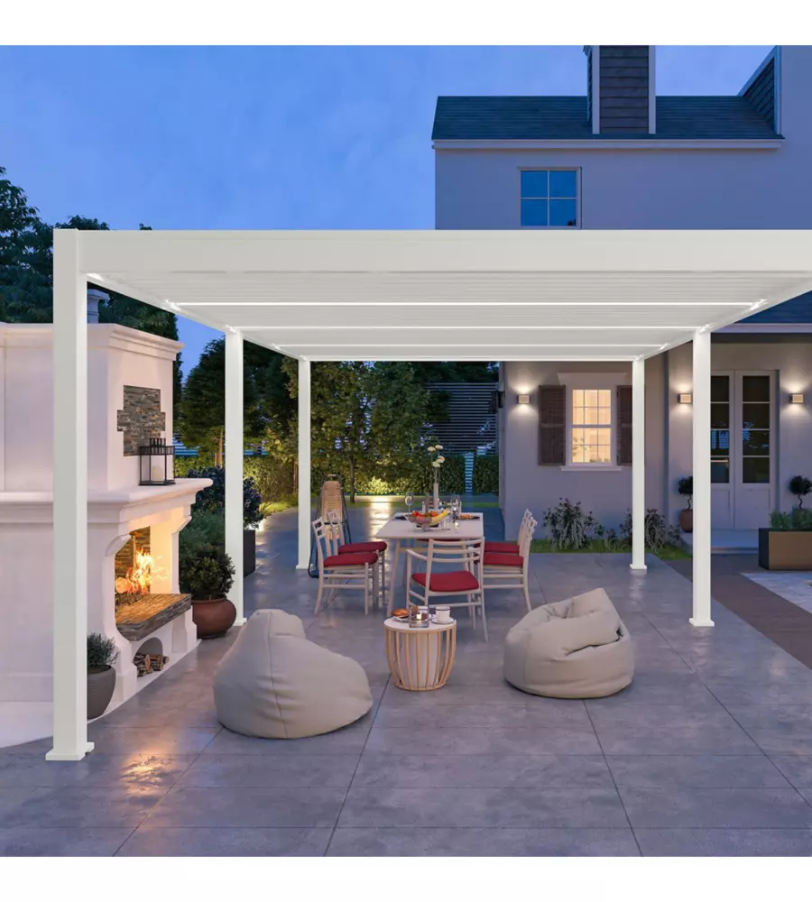 PERGOLA BIOCLIMATICA OMBRÉA "VS"  IN ALLUMINIO BIANCO 599X399X257 CM