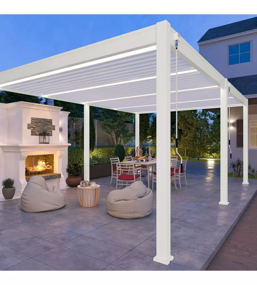 PERGOLA BIOCLIMATICA OMBRÉA "VS"  IN ALLUMINIO BIANCO 599X399X257 CM