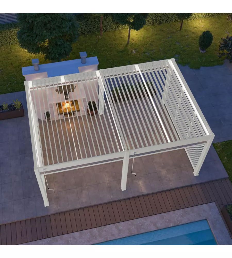PERGOLA BIOCLIMATICA OMBRÉA "VS"  IN ALLUMINIO BIANCO 599X399X257 CM