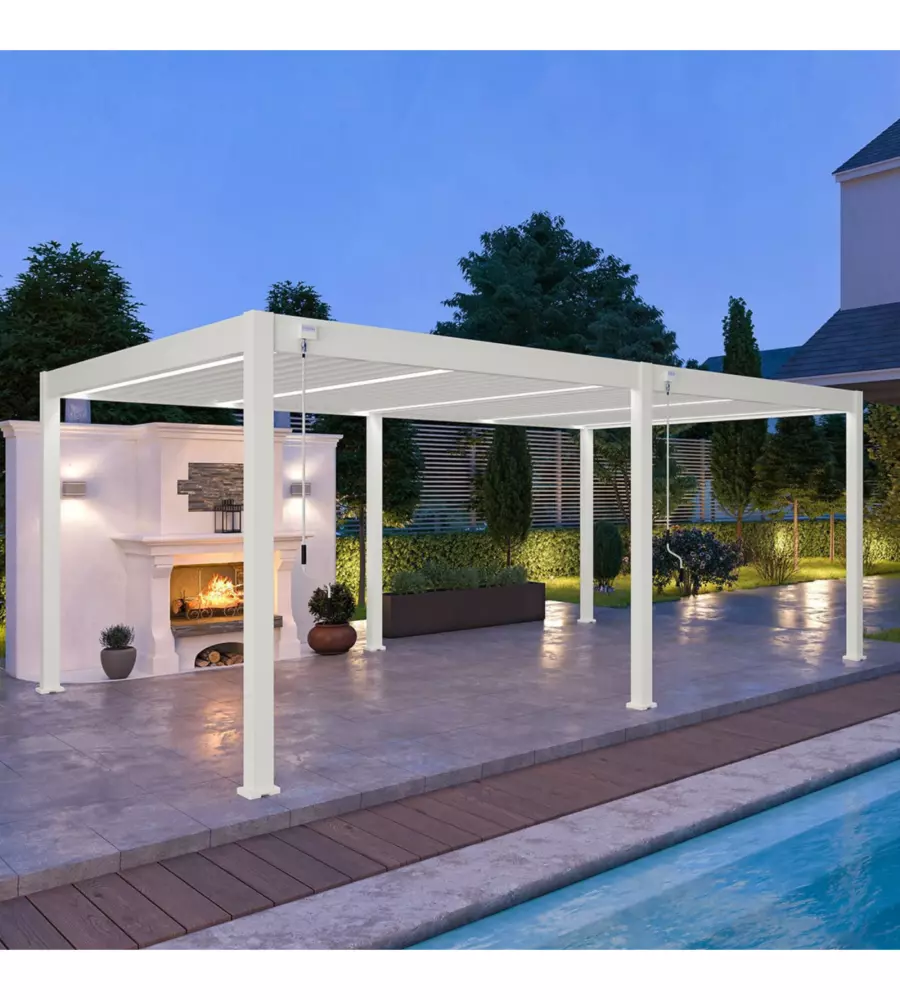 PERGOLA BIOCLIMATICA OMBRÉA "VS"  IN ALLUMINIO BIANCO 599X399X257 CM