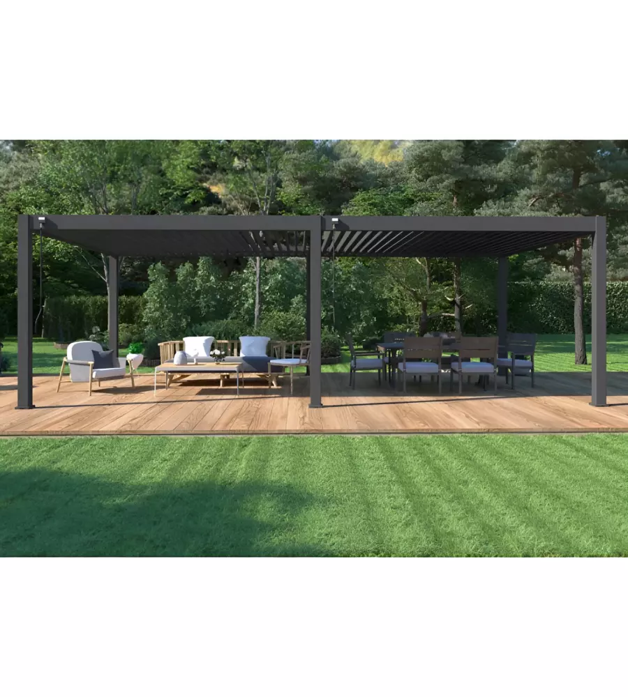 PERGOLA BIOCLIMATICA OMBRÉA IN ALLUMINIO ANTRACITE 400X800X256 CM