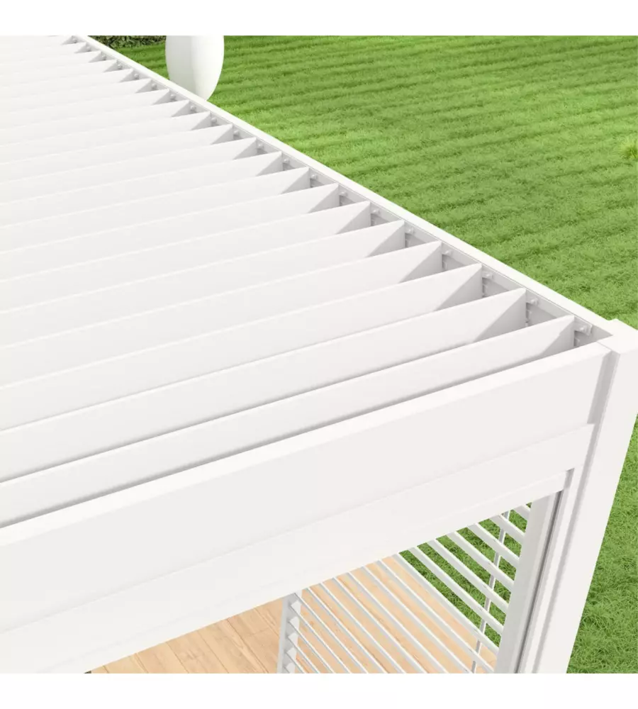 PERGOLA BIOCLIMATICA ADDOSSATA OMBRÉA "VS"  IN ALLUMINIO BIANCO 397X304X257 CM