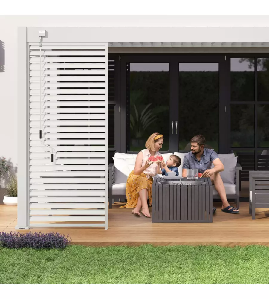 PERGOLA BIOCLIMATICA ADDOSSATA OMBRÉA "VS"  IN ALLUMINIO BIANCO 397X304X257 CM