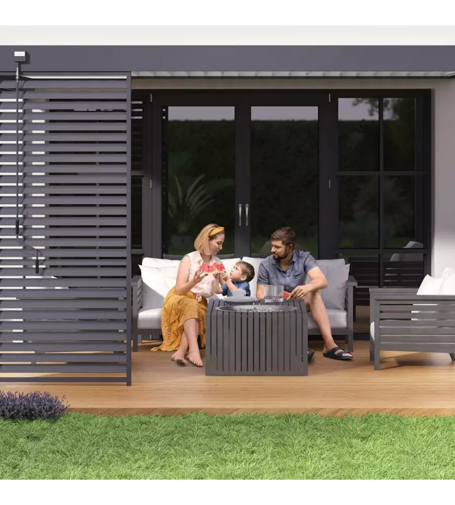 PERGOLA BIOCLIMATICA ADDOSSATA OMBRÉA "VS" IN ALLUMINIO BIANCO E ANTRACITE 397X304X257 CM