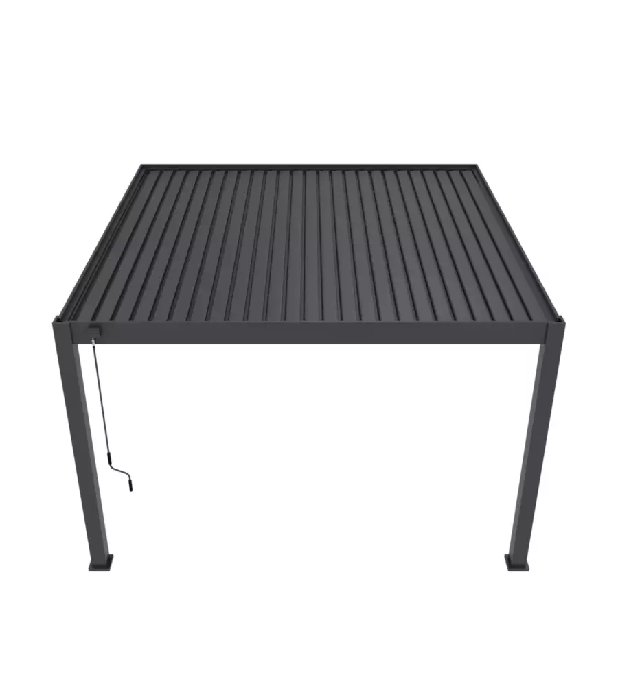 PERGOLA BIOCLIMATICA ADDOSSATA OMBRÉA "VS" IN ALLUMINIO BIANCO E ANTRACITE 399X399X255,8 CM