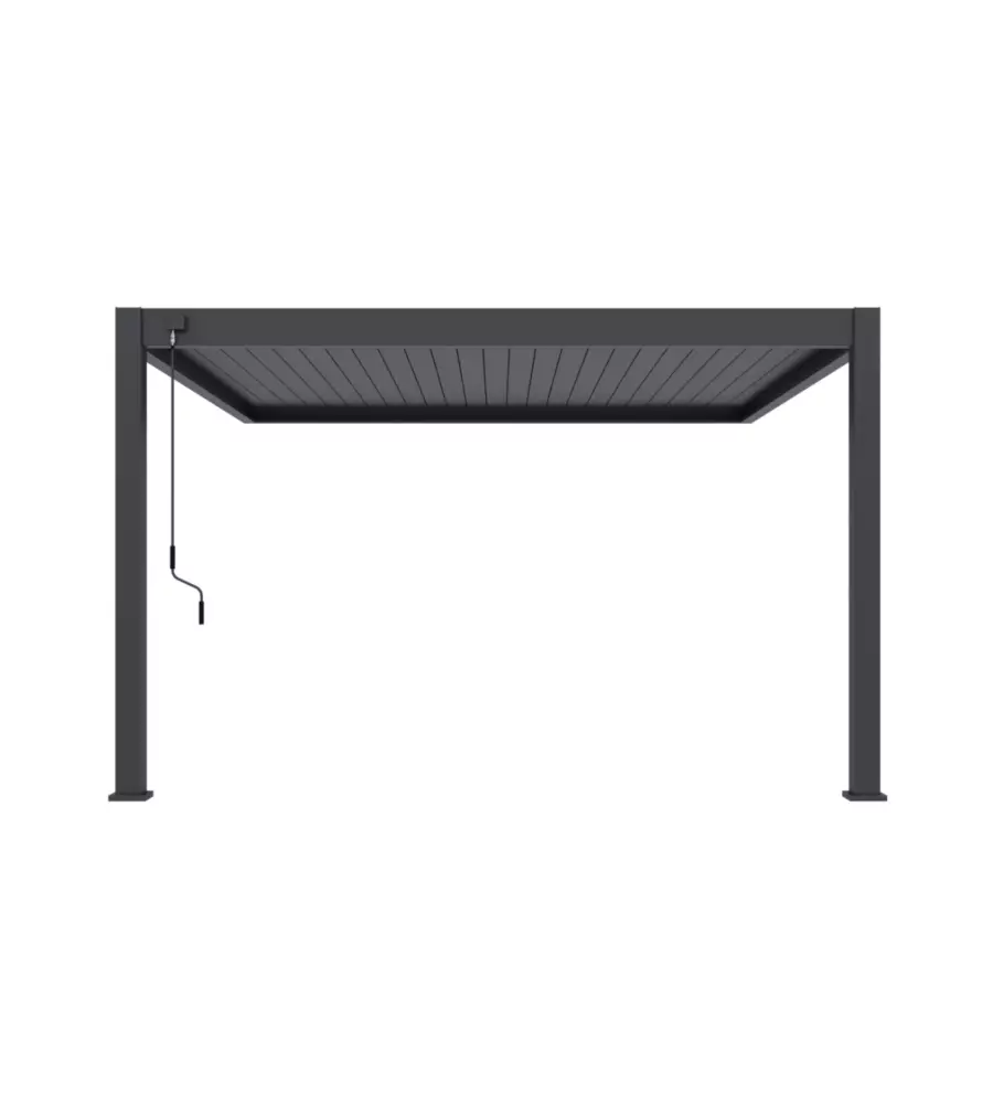 PERGOLA BIOCLIMATICA ADDOSSATA OMBRÉA "VS" IN ALLUMINIO BIANCO E ANTRACITE 399X399X255,8 CM