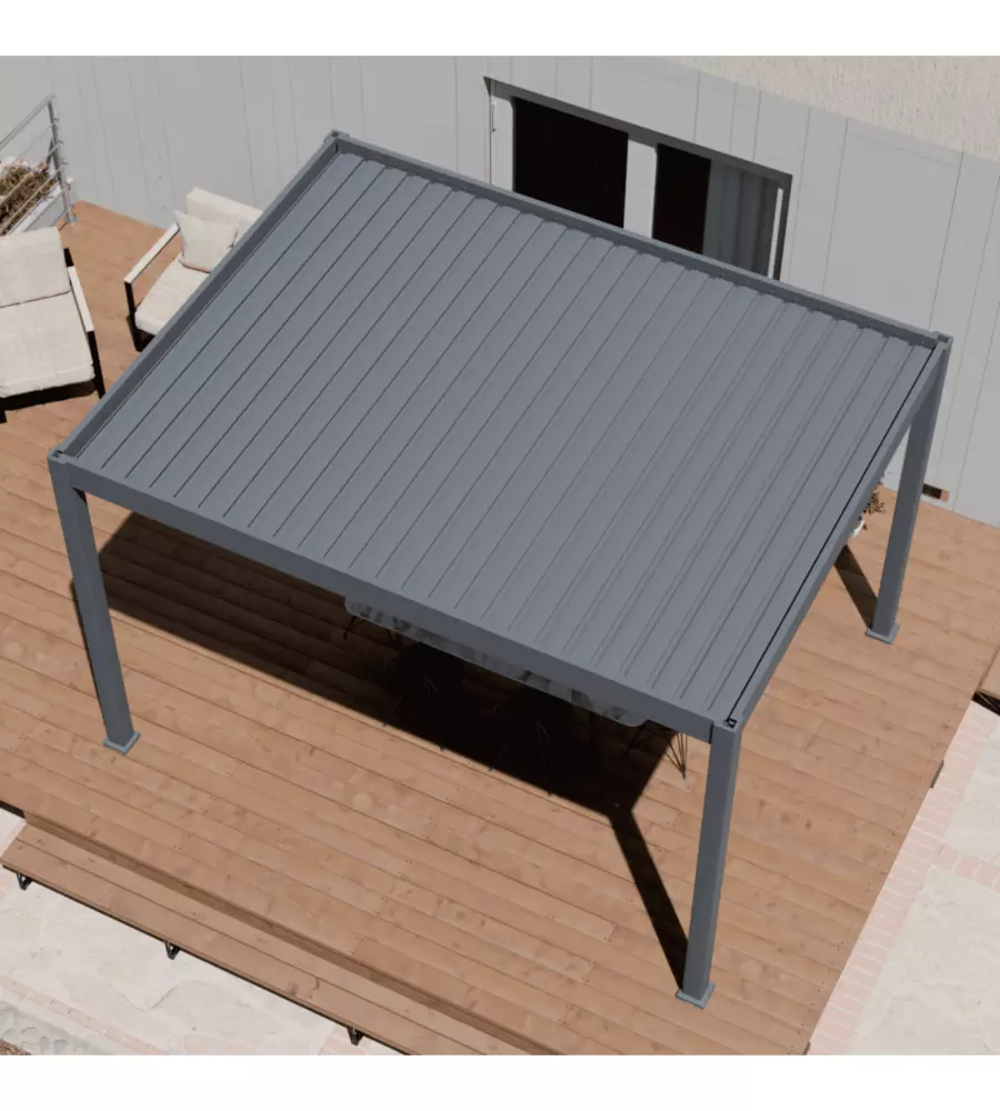 PERGOLA BIOCLIMATICA MOTORIZZATA OMBRÉA "ELMO" CON ILLUMINAZIONE ANTRACITE 399X307X256 CM