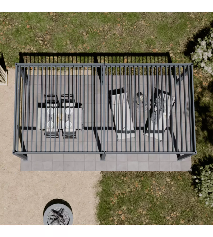 PERGOLA BIOCLIMATICA MOTORIZZATA OMBRÉA "ELMO"  IN ALLUMINIO ANTRACITE 598X293X256 CM