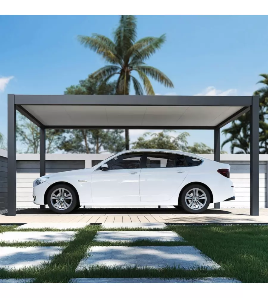 TETTOIA AUTO SINGOLA OMBRÉA IN ALLUMINIO ANTRACITE 300X507,5X255 CM