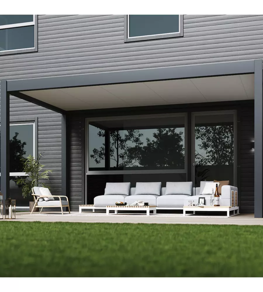 TETTOIA AUTO SINGOLA OMBRÉA IN ALLUMINIO ANTRACITE 300X507,5X255 CM