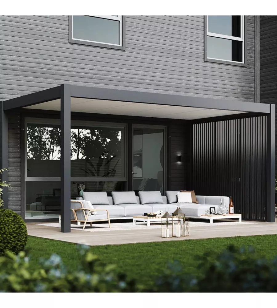 TETTOIA AUTO SINGOLA OMBRÉA IN ALLUMINIO ANTRACITE 300X507,5X255 CM