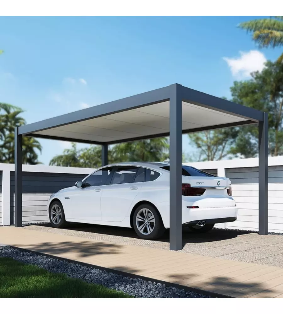 TETTOIA AUTO SINGOLA OMBRÉA IN ALLUMINIO ANTRACITE 300X507,5X255 CM