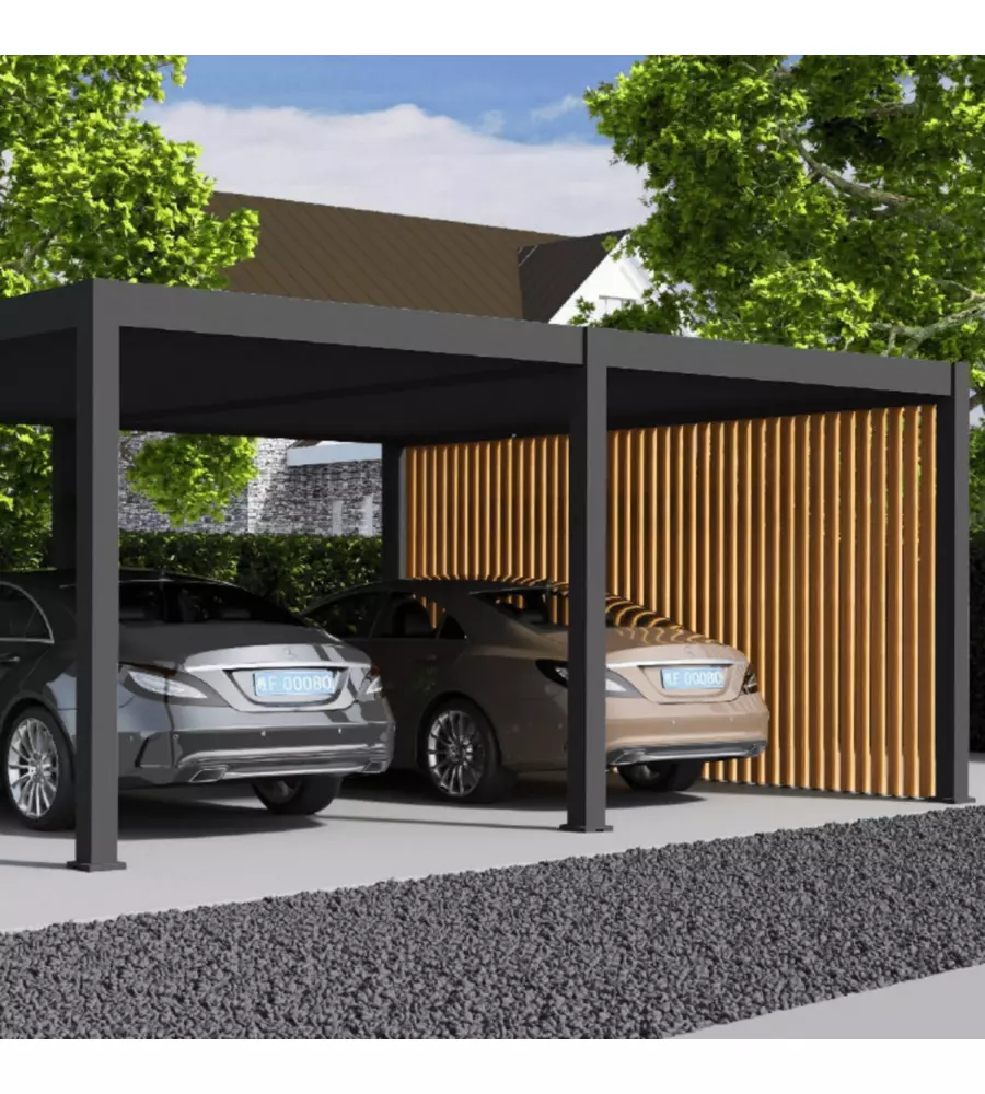 TETTOIA AUTO DOPPIA OMBRÉA IN ALLUMINIO ANTRACITE 600X507,5X255 CM