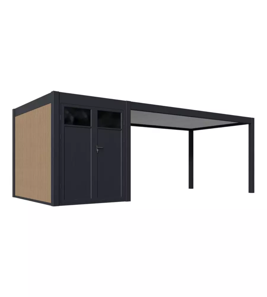 TETTOIA AUTO SINGOLA OMBRÉA IN ALLUMINIO ANTRACITE 300X700,4X255 CM