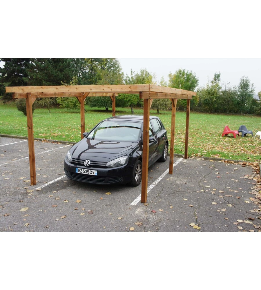 TETTOIA AUTO SINGOLA CHALET ET JARDIN "DELAHAYE" IN LEGNO DI ABETE 304X502X223 CM