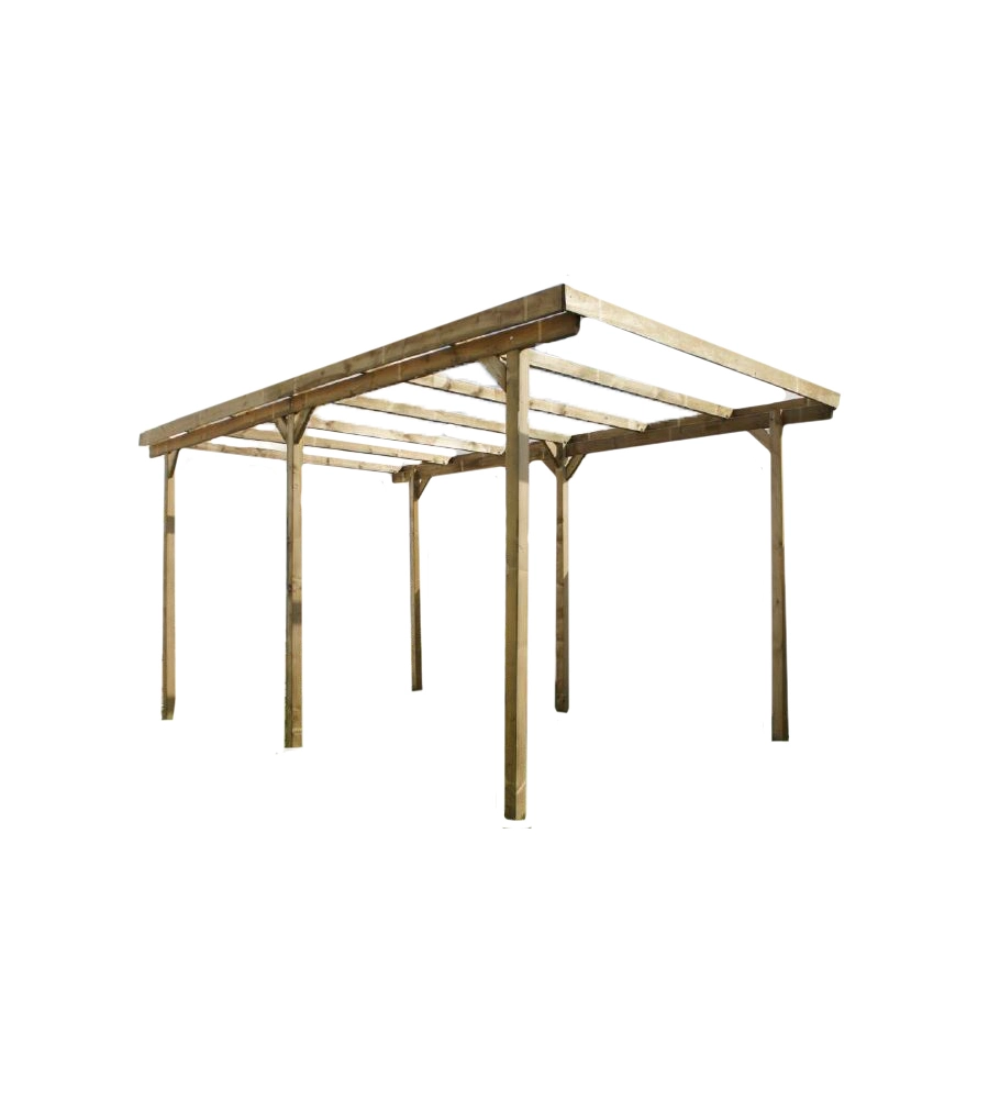 TETTOIA AUTO SINGOLA CHALET ET JARDIN "DELAHAYE" IN LEGNO DI ABETE 304X502X223 CM