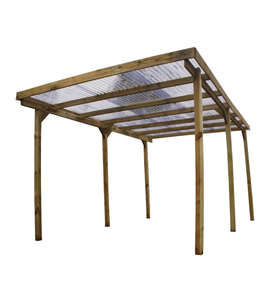 TETTOIA AUTO SINGOLA CHALET ET JARDIN IN LEGNO DI ABETE 304X502X223 CM