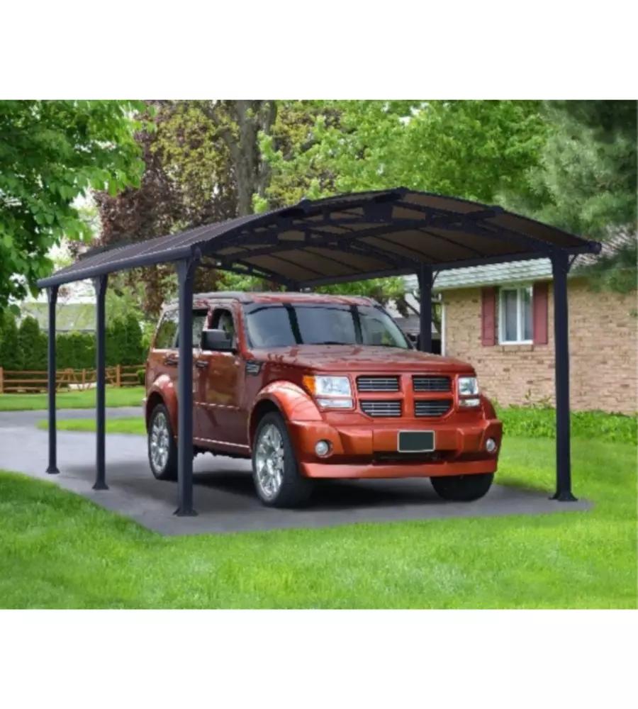 TETTOIA AUTO SINGOLA CANOPIA "AMILCAR 5000" IN ALLUMINIO GRIGIO 362X502X242 CM