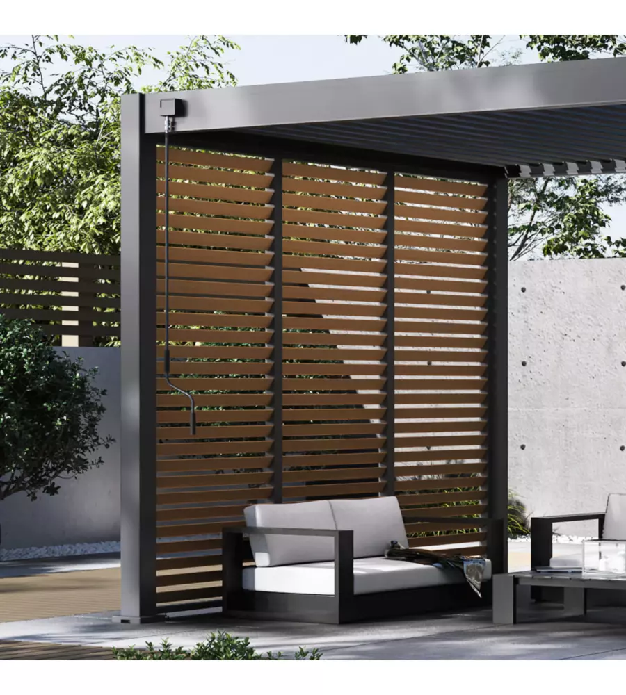 PANNELLO LATERALE PER PERGOLA OMBRÉA "VS" IN ALLUMINIO ANTRACITE E LEGNO 1 MT