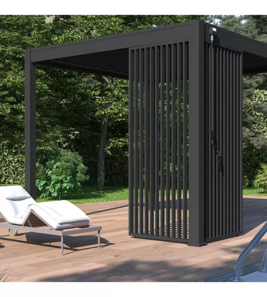 PANNELLO LATERALE A LAMELLE VERTICALI PER PERGOLA OMBRÉA "VS"  IN ALLUMINIO ANTRACITE 1 MT