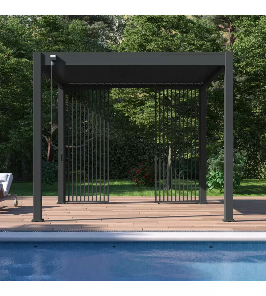 PANNELLO LATERALE A LAMELLE VERTICALI PER PERGOLA OMBRÉA "VS"  IN ALLUMINIO ANTRACITE 1 MT