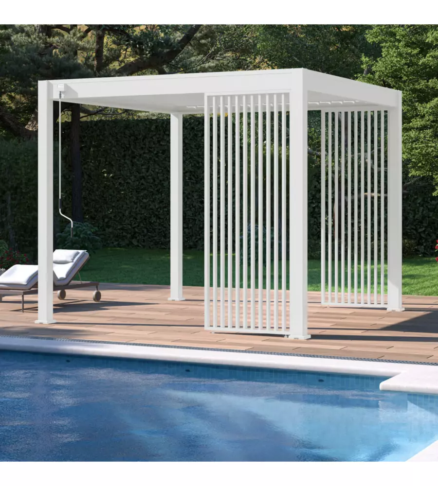 PANNELLO LATERALE A LAMELLE VERTICALI PER PERGOLA OMBRÉA "VS"  IN ALLUMINIO BIANCO 1 MT