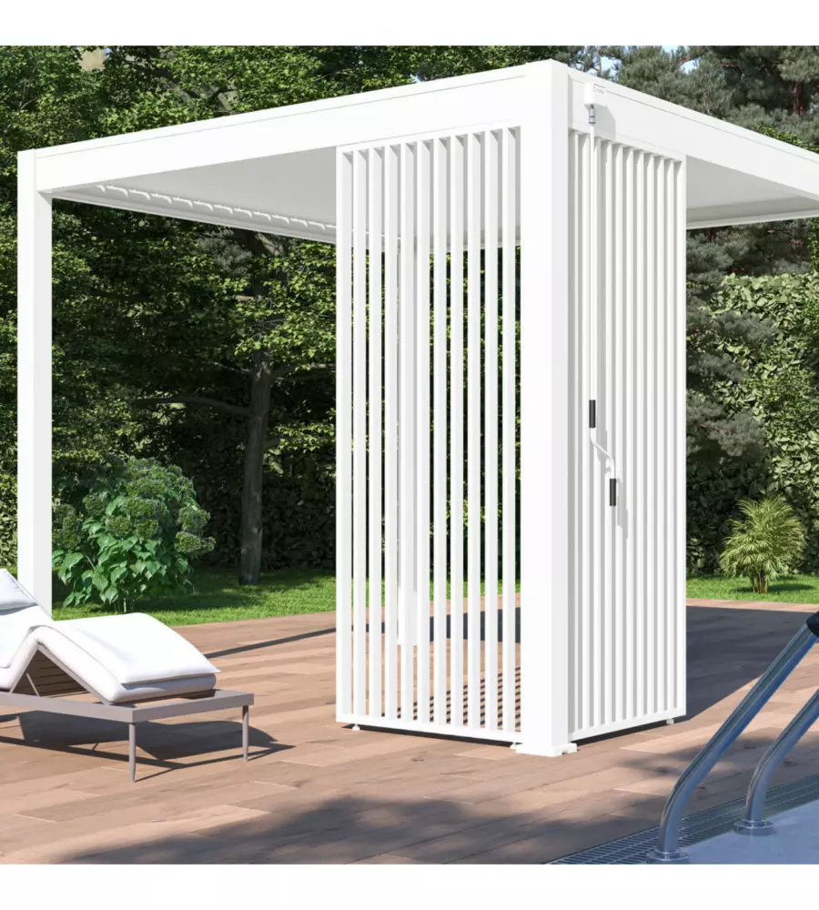 PANNELLO LATERALE A LAMELLE VERTICALI PER PERGOLA OMBRÉA "VS"  IN ALLUMINIO BIANCO 1 MT