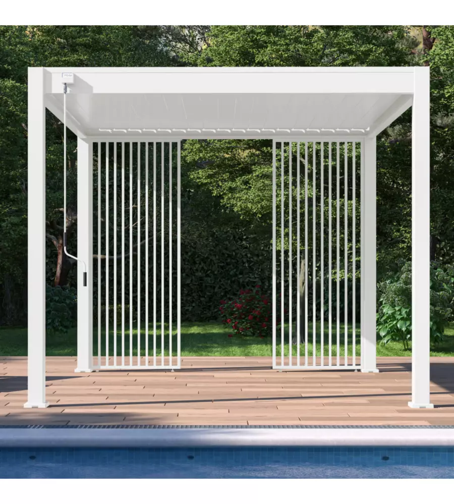 PANNELLO LATERALE A LAMELLE VERTICALI PER PERGOLA OMBRÉA "VS"  IN ALLUMINIO BIANCO 1 MT