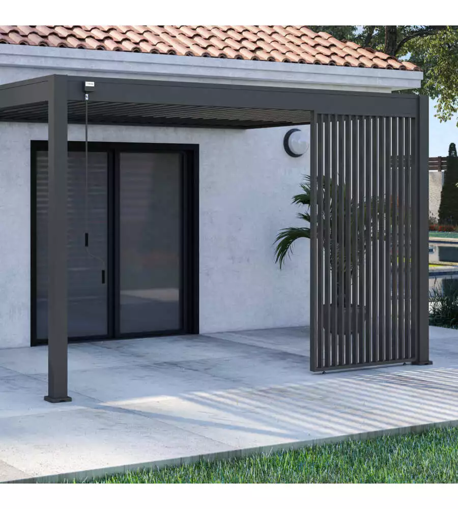 PANNELLO LATERALE PER PERGOLA OMBRÉA "VS" IN ALLUMINIO ANTRACITE 123,5X233,5 CM