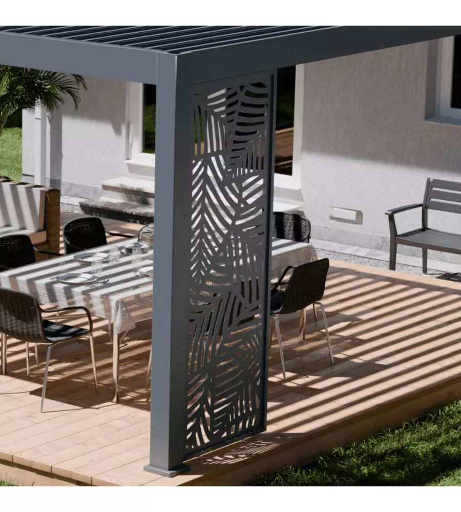 PANNELLO LATERALE DECORATIVO A FOGLIE PER PERGOLA OMBRÉA "VS"  IN ALLUMINIO ANTRACITE 1 MT