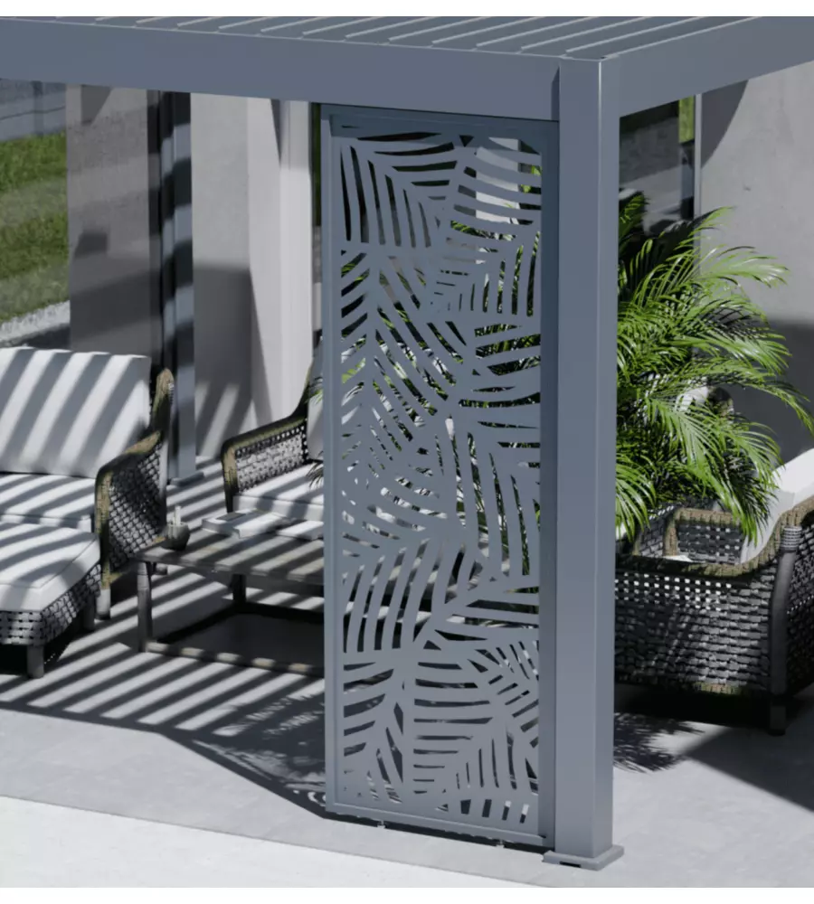 PANNELLO LATERALE DECORATIVO A FOGLIE PER PERGOLA OMBRÉA "VS"  IN ALLUMINIO ANTRACITE 1 MT
