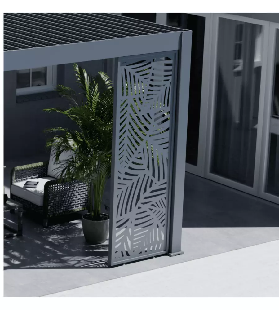 PANNELLO LATERALE DECORATIVO A FOGLIE PER PERGOLA OMBRÉA "VS"  IN ALLUMINIO ANTRACITE 1 MT