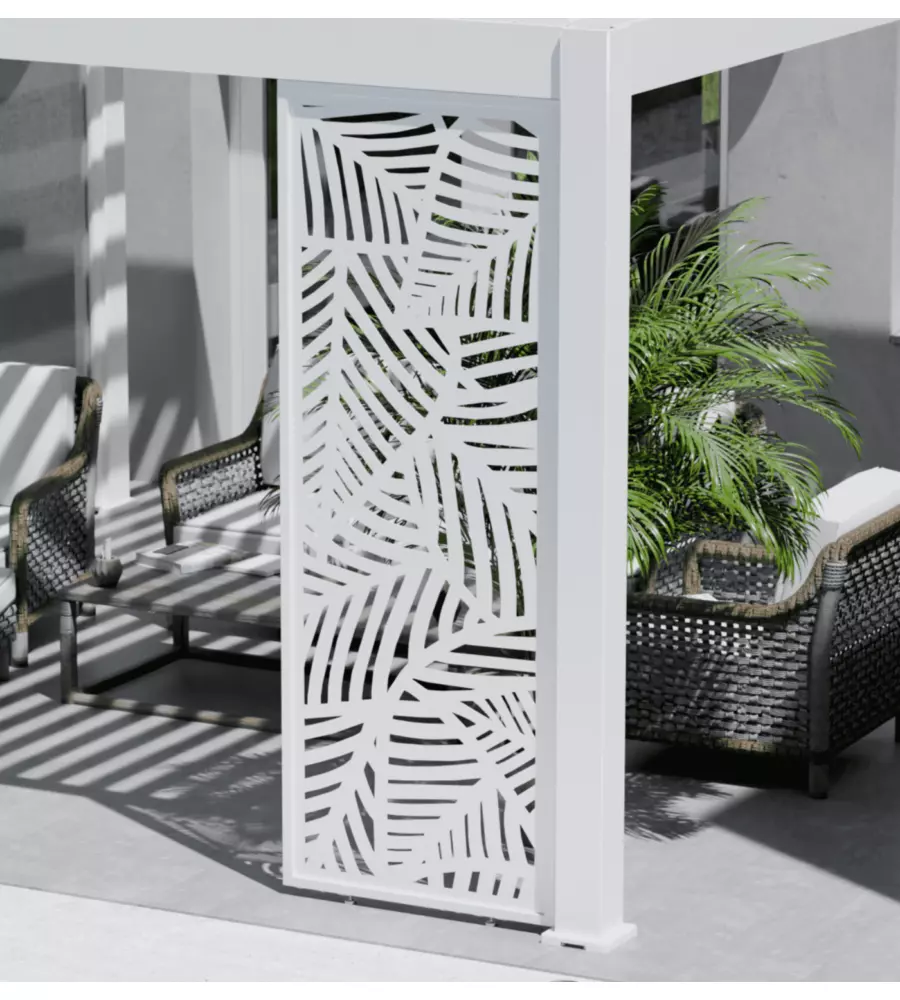 PANNELLO LATERALE DECORATIVO A FOGLIE PER PERGOLA OMBRÉA "VS"  IN ALLUMINIO BIANCO 1 MT