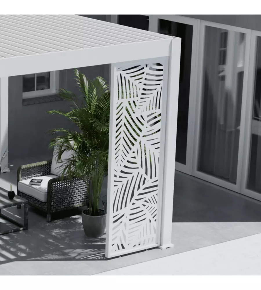 PANNELLO LATERALE DECORATIVO A FOGLIE PER PERGOLA OMBRÉA "VS"  IN ALLUMINIO BIANCO 1 MT